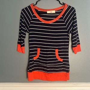 Blush Y2K stripe scoop neck shirt semi sheer layering 2000‎ woman's medium